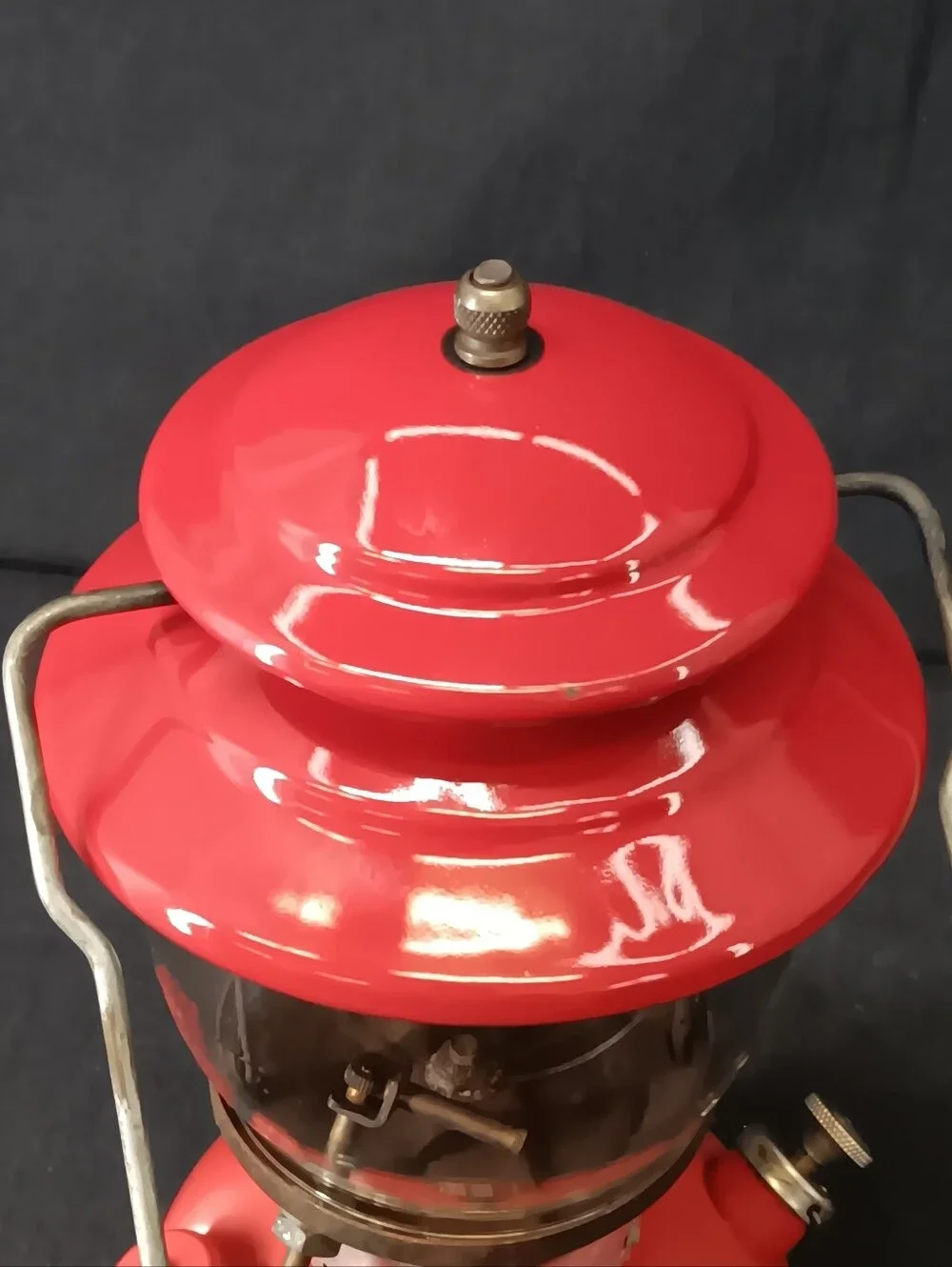 Tested 1966 Coleman 200A Gas Lantern Camp Red Pyrex Globe With Caddy Serviced